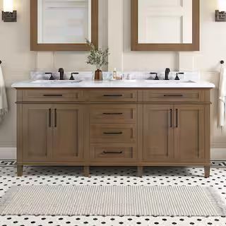 Home Decorators Collection Sonoma 72 in. W x 22 in. D x 34 in. H Double Sink Bath Vanity in Almon... | The Home Depot