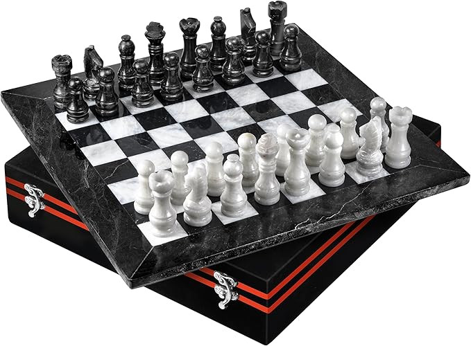 UMAID Marble Chess Set with Luxury Storage Box, Chess Board 12” White & Black Onyx Marble Chess... | Amazon (US)
