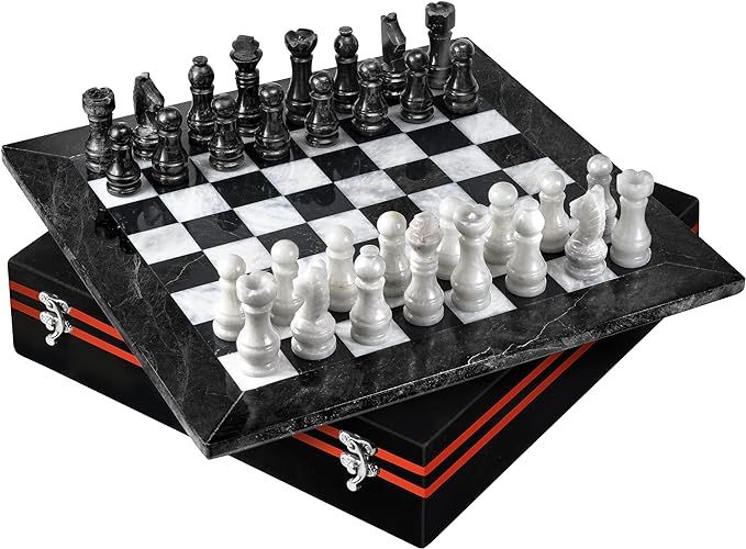 UMAID Marble Chess Set with Luxury Storage Box, Chess Board 12” White & Black Onyx Marble Chess... | Amazon (US)