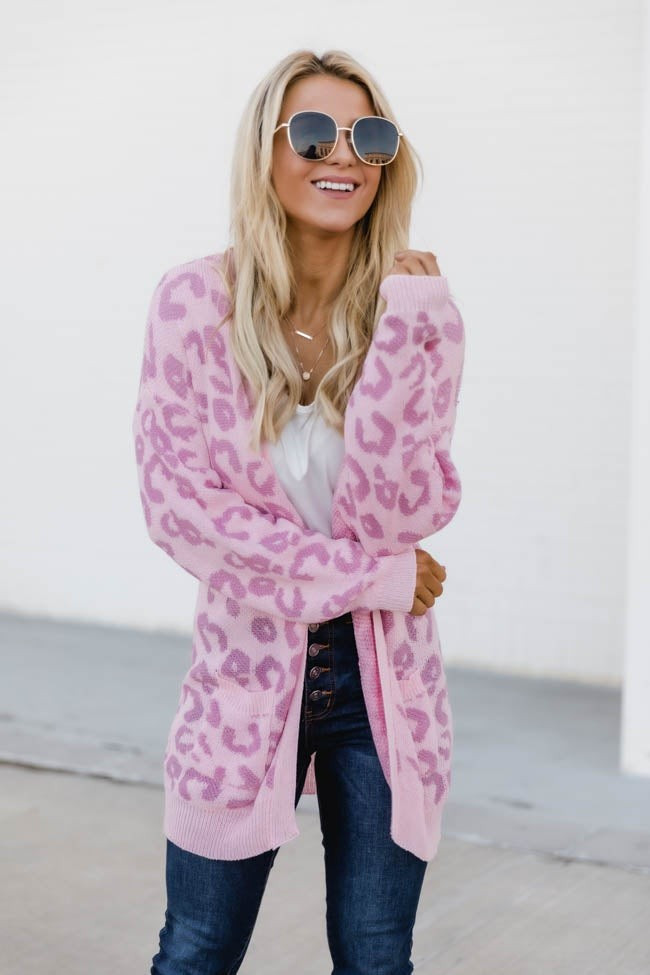 Make Time For Love Pink Animal Print Cardigan | The Pink Lily Boutique
