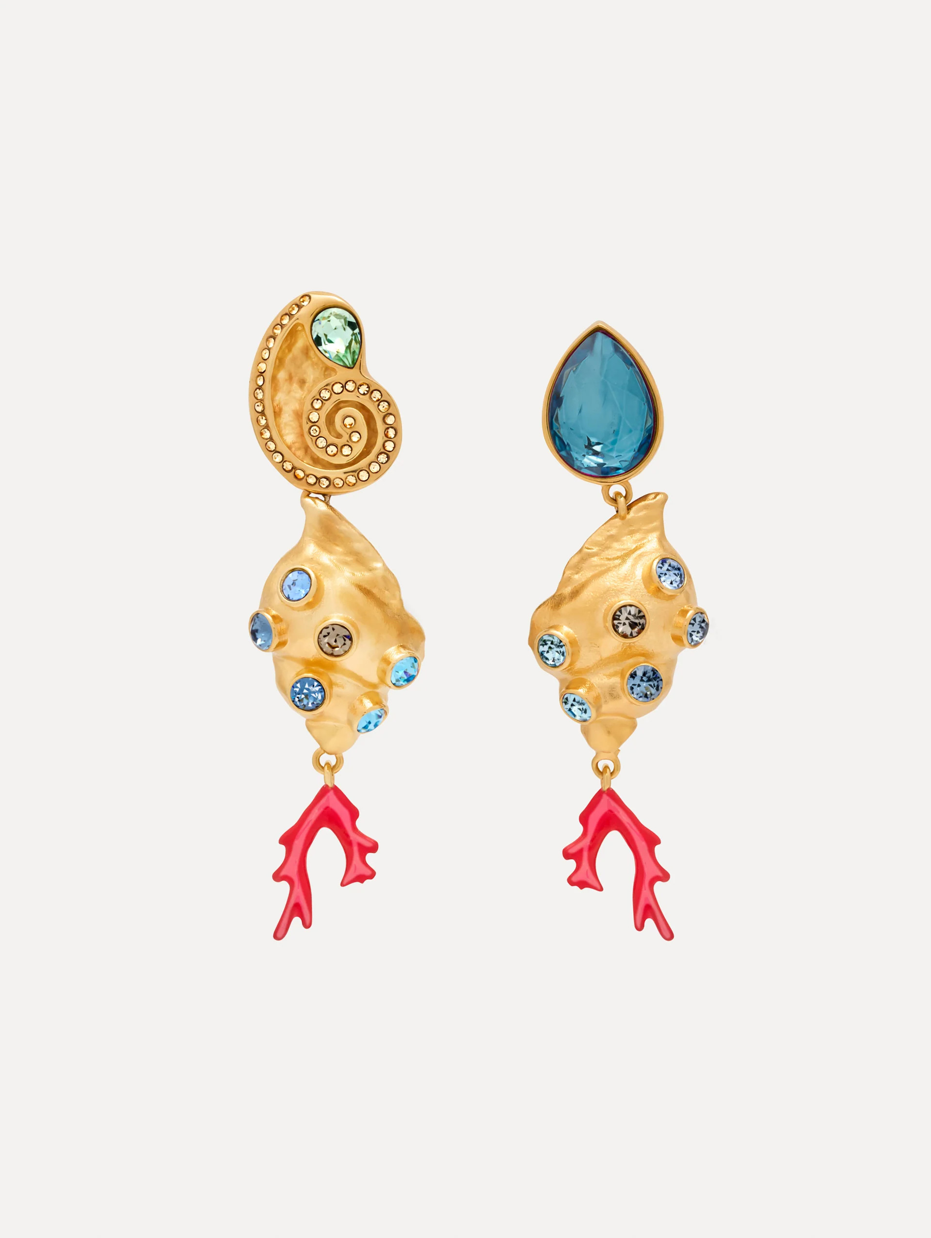 Mixed-Seashell Drop Clip-On Earrings | Oscar de la Renta