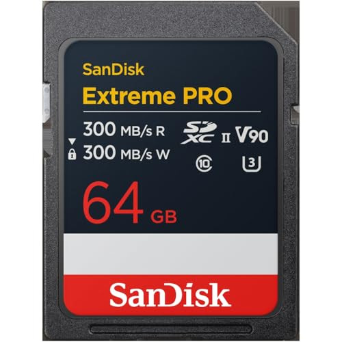 SanDisk 64GB Extreme PRO SDXC UHS-II Memory Card - Up to 300MB/s Read and Write speeds, V90, 8K, 4K UHD, SD Card - SDSDXDM-064G-GN4IN | Amazon (US)