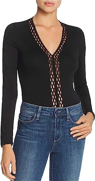 French Connection Womens Roasmonde Bodysuit Jumpsuit, Black, Large | Amazon (US)