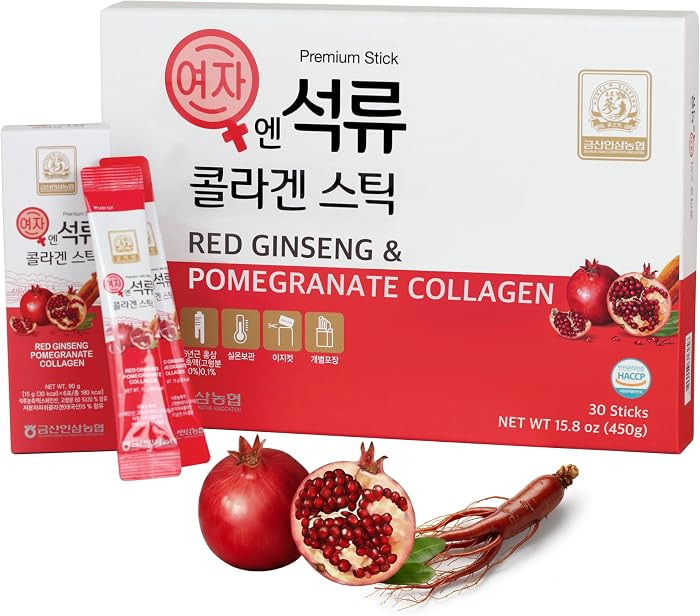 Korean Beauty Baekje Geumsan Women's Pomegranate Collagen Jelly Stick 5.1oz / 30 Count (5 Pack) | Amazon (US)
