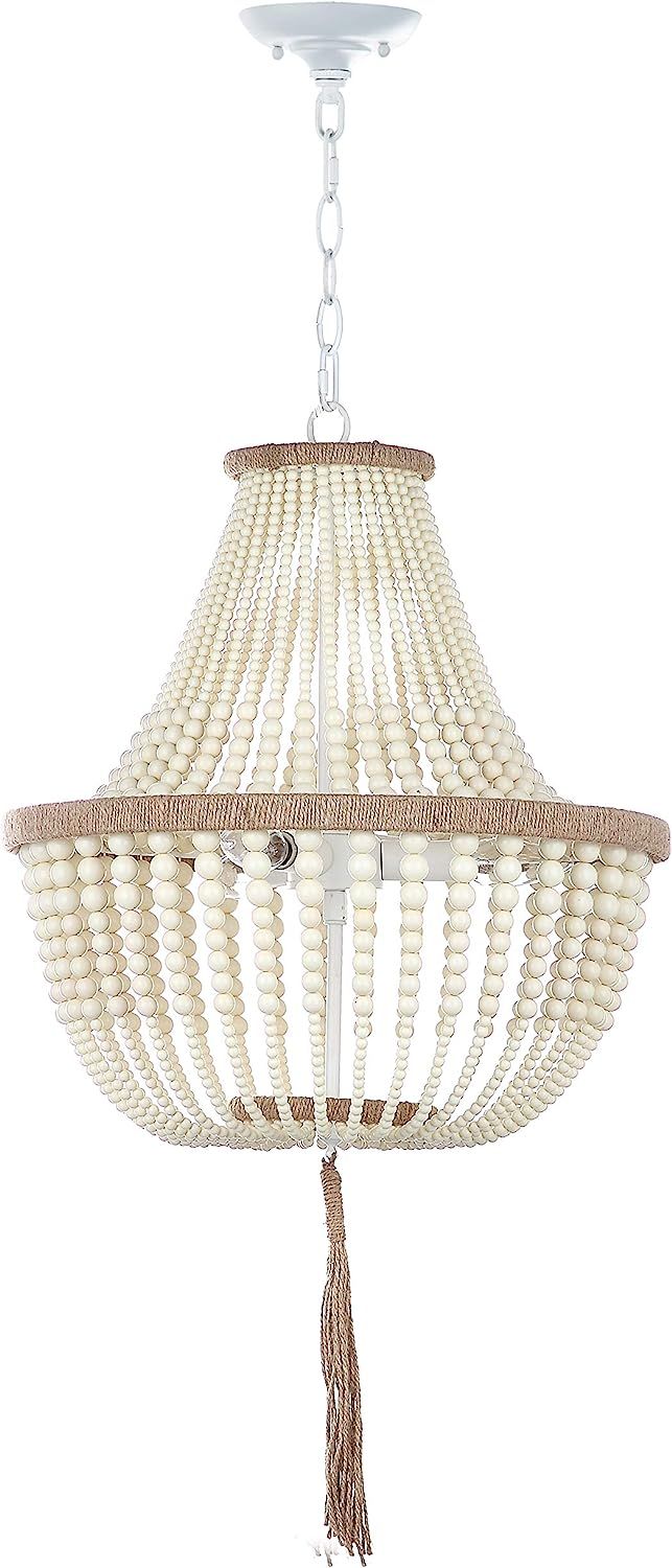 Safavieh LIT4477B Collection Lush Kristi 3 Light 16.5" Beaded Pendant, Cream | Amazon (US)