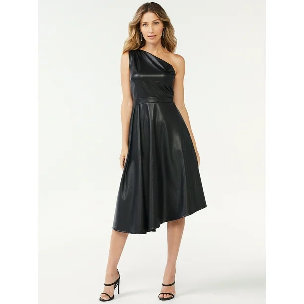 Sofia Jeans by Sofia Vergara Women's One Shoulder Faux Leather Dress - Walmart.com | Walmart (US)