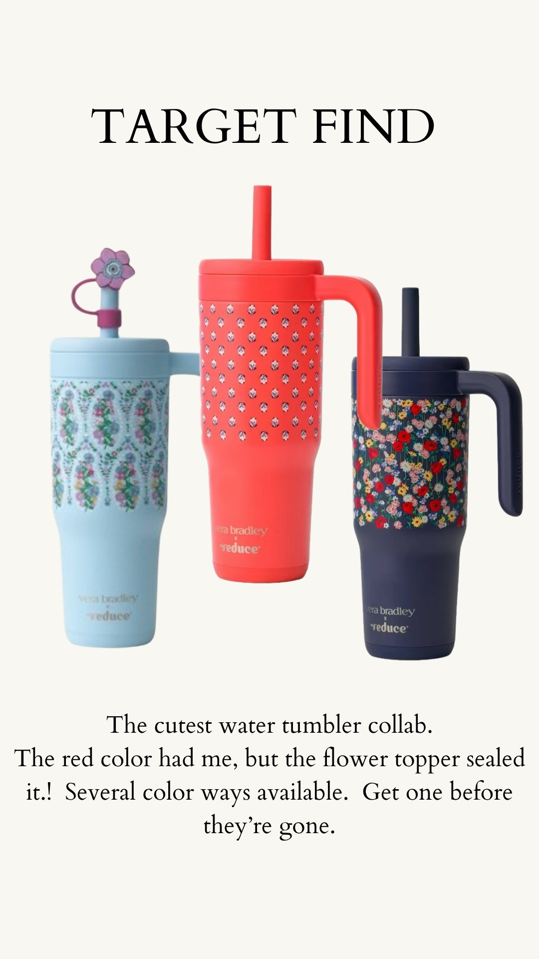 🎯 Target Find. The cutest water tumbler collab 🌸The red color had me, but the flower topper sealed it. Get one before they’re gone.  

#LTKselfcare #LTKActive #LTKHome
