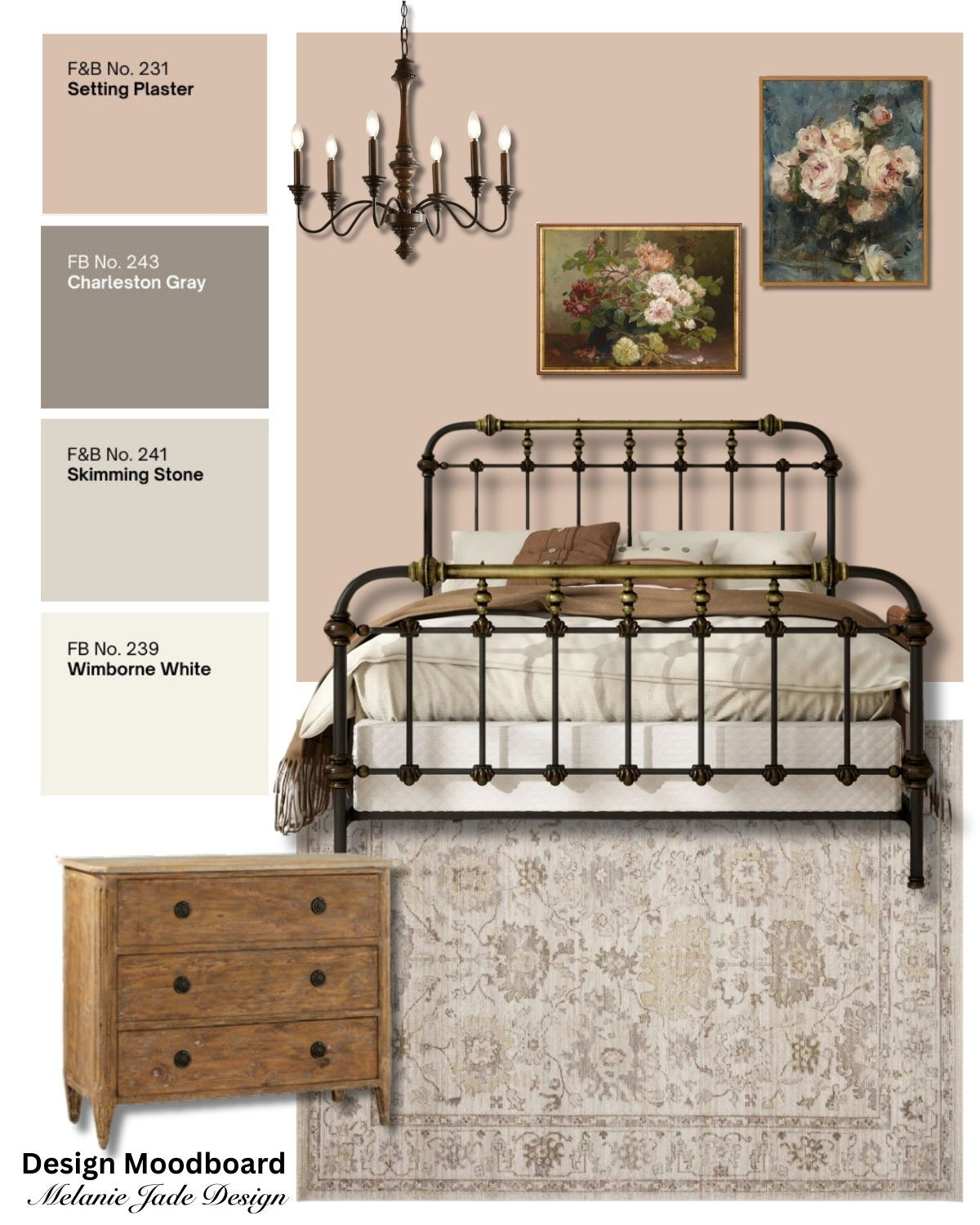 Farrow & Ball Setting Plaster is a dusty pink that works beautifully with antique furniture. Pair it with a metal bed, chandelier and vintage artwork 

 #LTKspringtrends #LTKhome #LTKstyletip