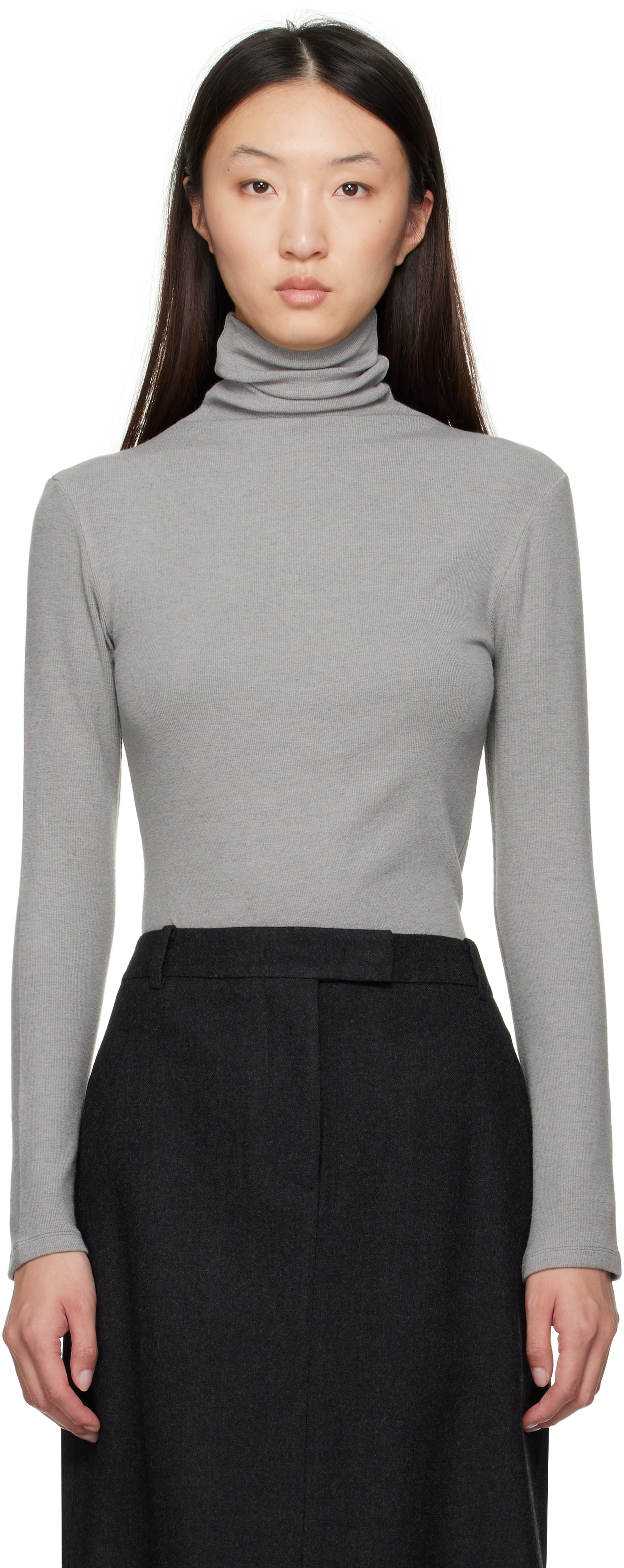 LE17SEPTEMBRE Gray Asymmetrical Turtleneck | SSENSE