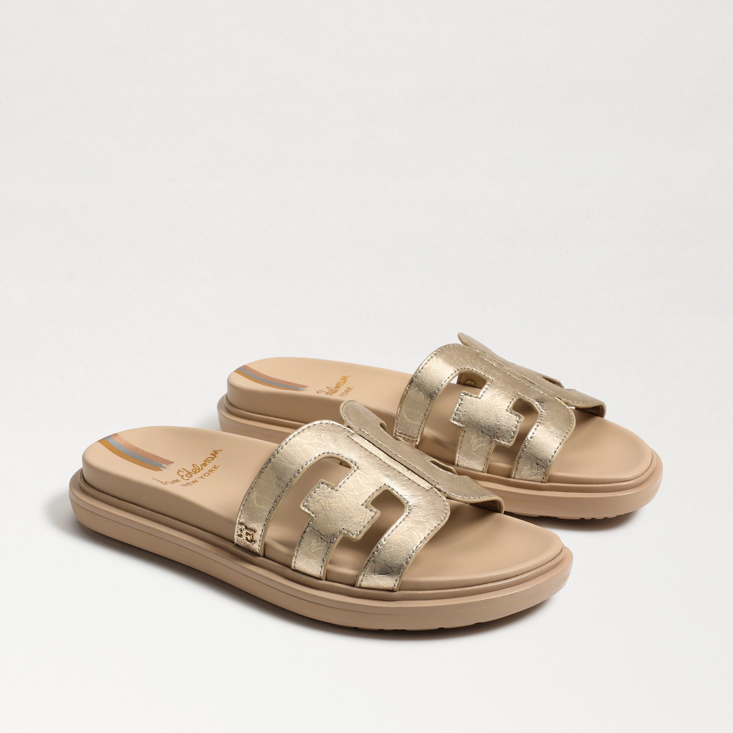 Sam Edelman Valeri Slide Sandal Gold Leaf Leather | Sam Edelman