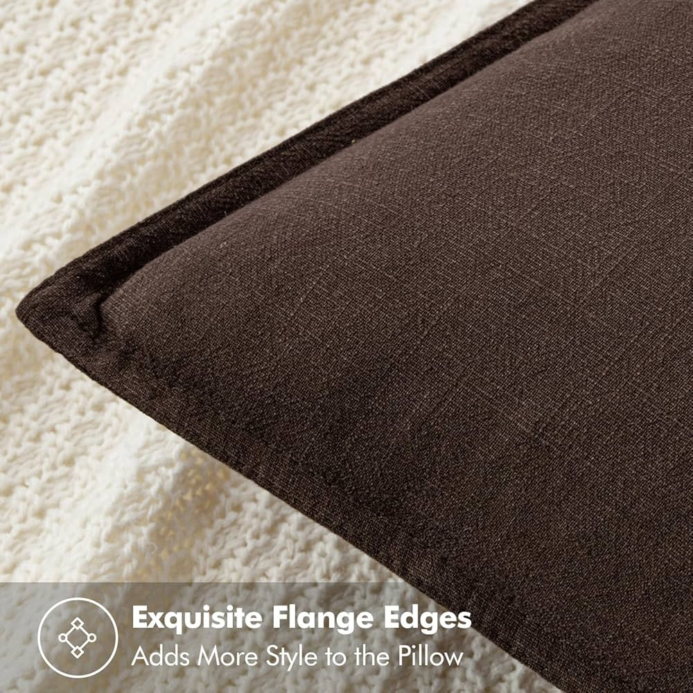 MIULEE Decorative Linen Euro Sham Pillow Covers 24x24 Dark Brown ​Boho Farmhouse​ ​Neutral ... | Amazon (US)