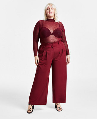 Bar III Trendy Plus Size High-Rise Wide-Leg Pants, Created for Macy's - Macy's | Macy's