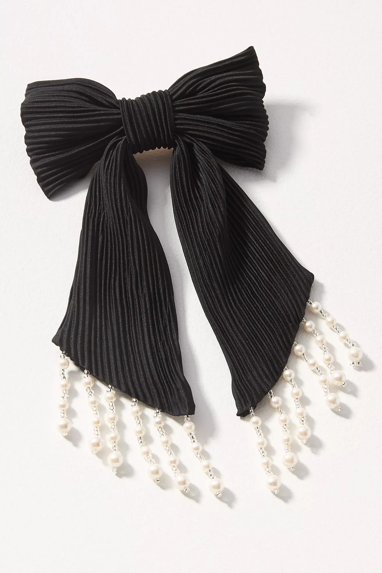 Pearl Fringe Pleated Hair Bow | Anthropologie (US)