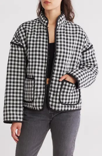 Vigoss Gingham Channel Quilted Jacket in Black/White at Nordstrom Rack, Size Medium | Nordstrom Rack