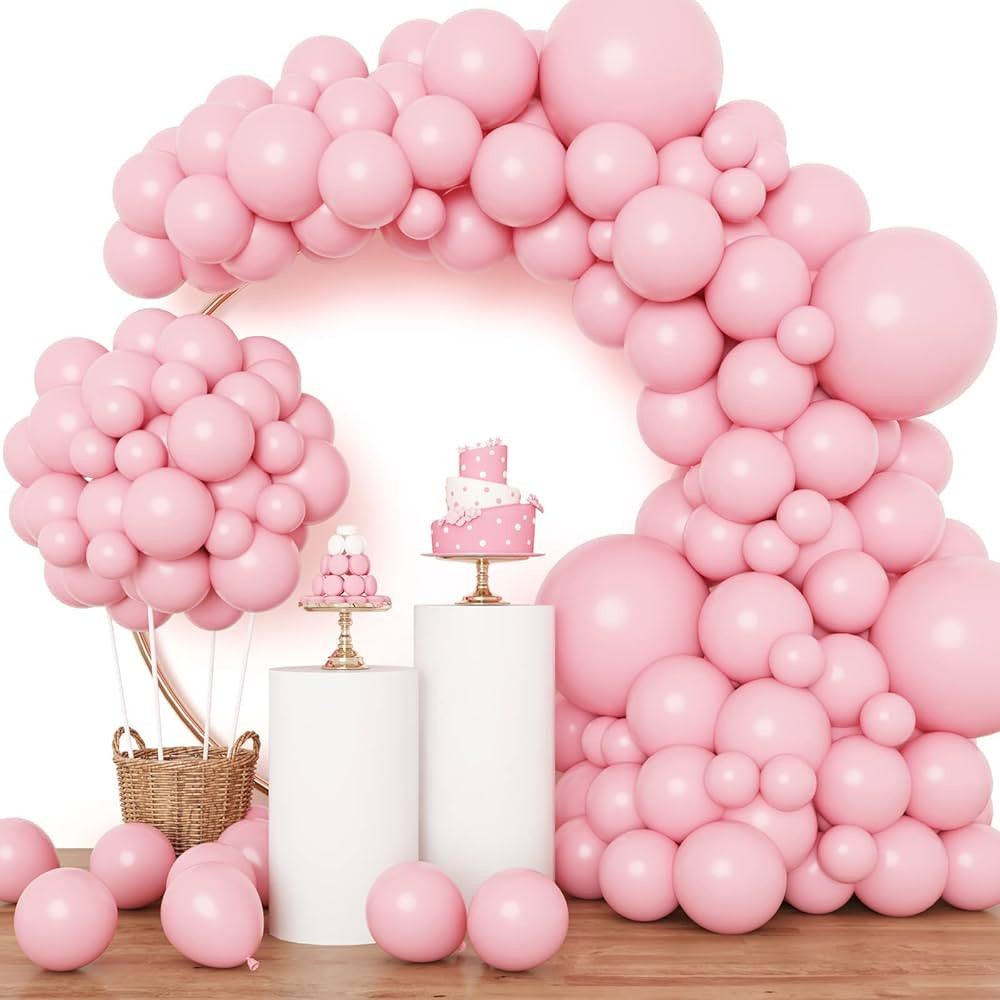 RUBFAC Pink Balloons 129pcs Light Pink Balloons Different Sizes 18 12 10 5 Inch Pastel Pink Ballo... | Amazon (US)