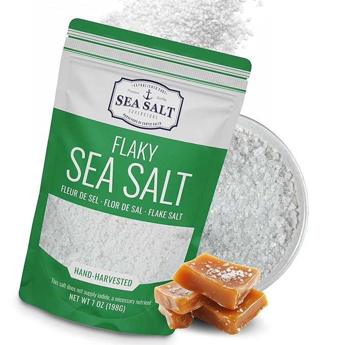 Flaky Hand Harvested Sea Salt Flakes, Baja Fleur de Sel Flake Salt, for Baking and Cooking and Fi... | Amazon (US)