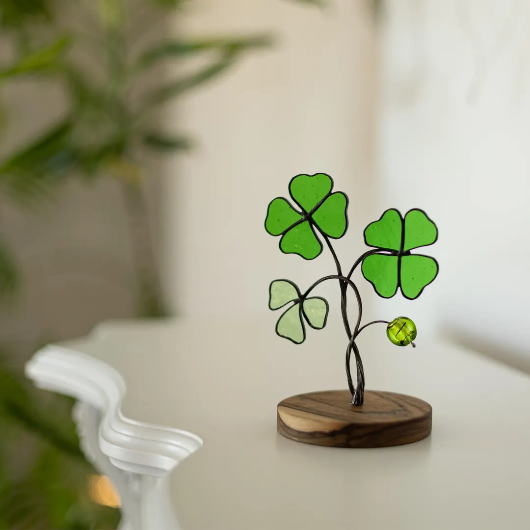 Stained Glass Four Leaf Clover, Table Decor Suncatcher, Lucky Shamrock, Suncatcher, Stained Glass... | Etsy (US)