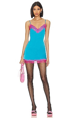 superdown Tahlia Lace Trim Dress in Aqua Multi from Revolve.com | Revolve Clothing (Global)