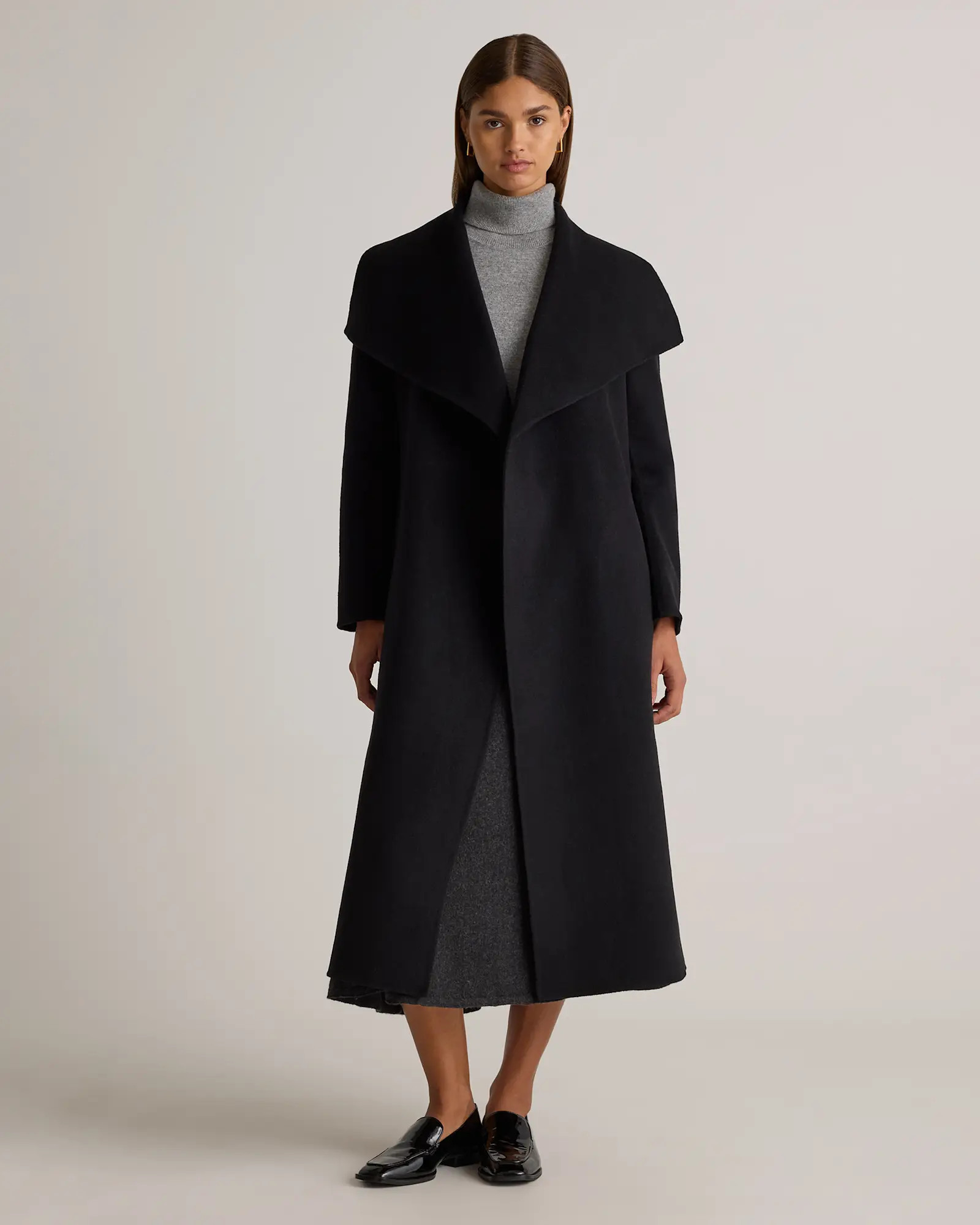 Double-Faced Merino Wool Draped Collar Wrap Coat | Quince