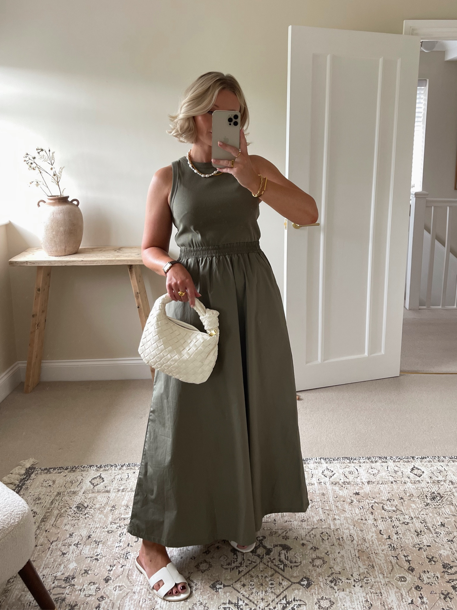 Khaki summer midi dress 🍏 (I’m wearing a size 10) 

#LTKsummer
