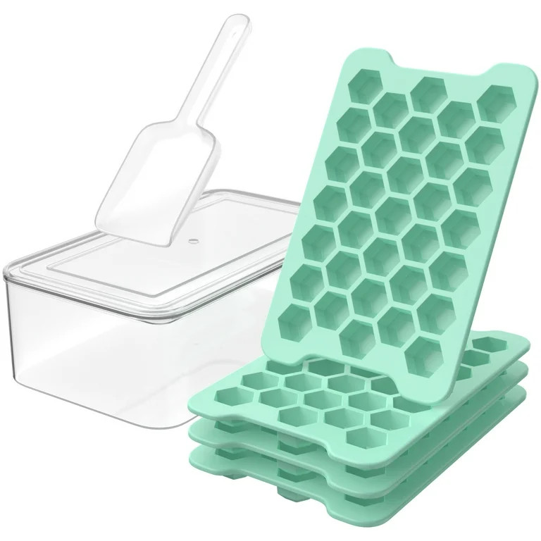 Mini Ice Cube Tray with Lid and Bin: TINANA Hexagonal Small Ice Trays for Freezer - Easy Release ... | Walmart (US)