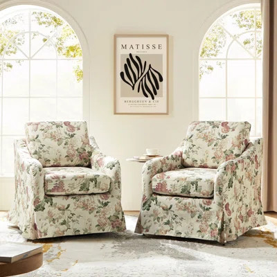Asman Slipcovered Swivel Armchair | Wayfair North America