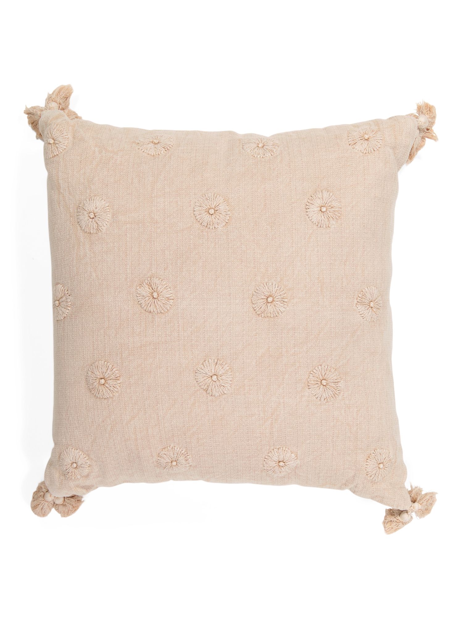 20x20 Hand Knotted Washed Embroidered Pillow | TJ Maxx