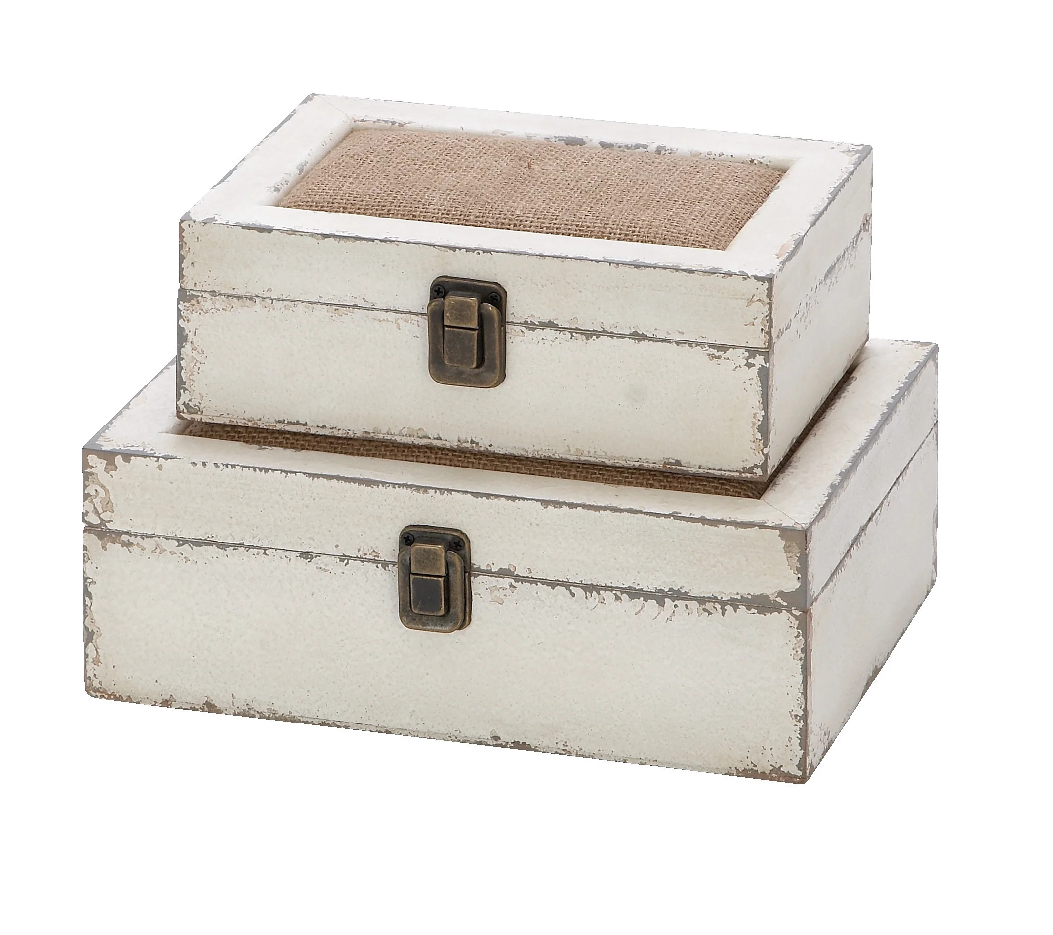 DecMode 10", 8"W Solid Wood Boxes, White Set of 2-Pieces - Walmart.com | Walmart (US)