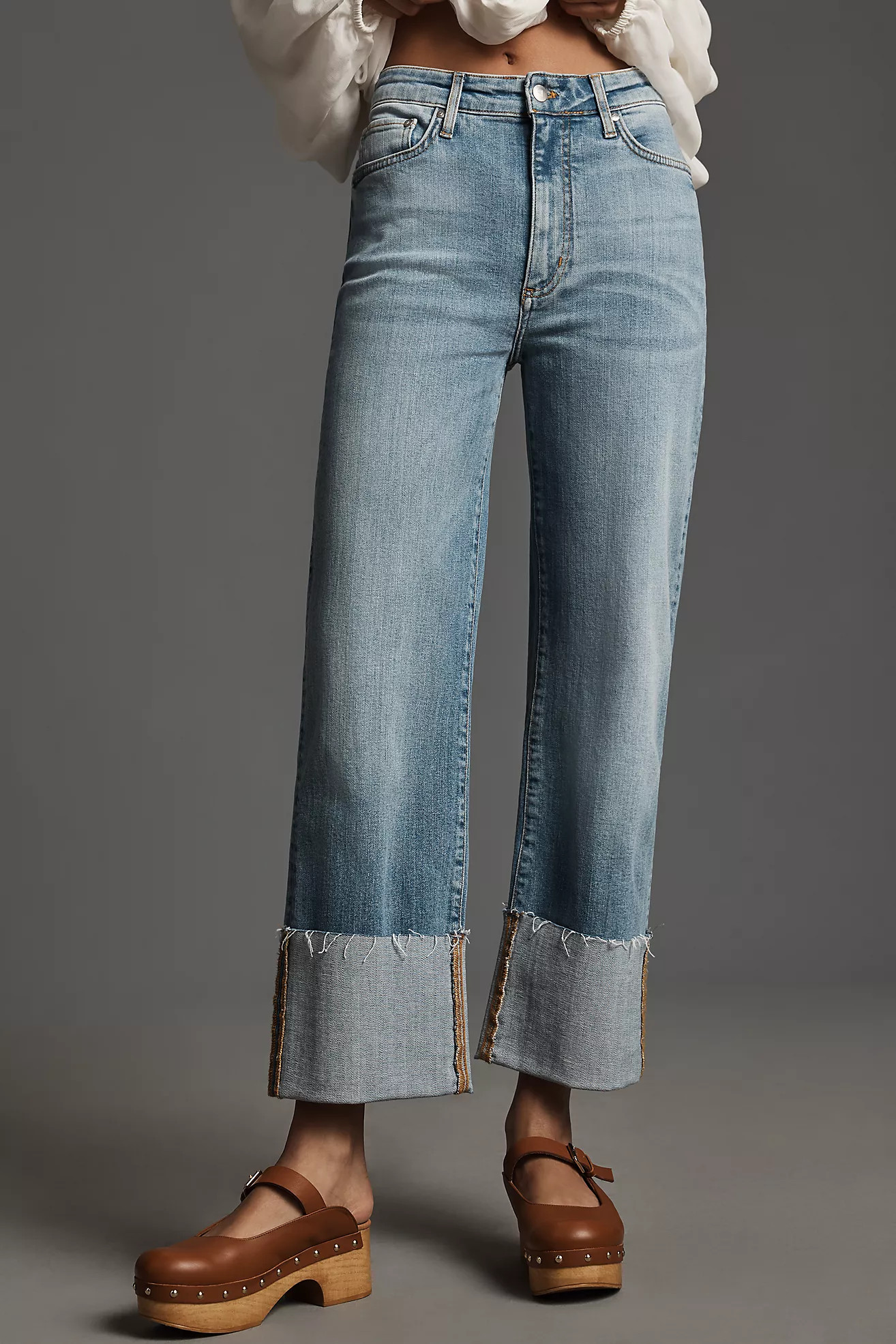 The Scotty Cuffed High-Rise Straight-Leg Jeans by Pilcro | Anthropologie (US)