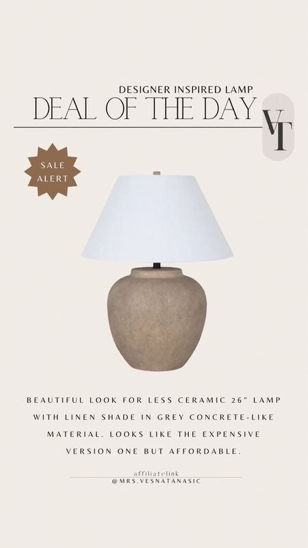 beautiful look for less ceramic 26” lamp with linen shade in grey concrete-like material. Looks like the expensive version one but affordable.

Lamp, table lamp, look for less, designer inspired lamp, 

#LTKHome #LTKSaleAlert #LTKStyleTip