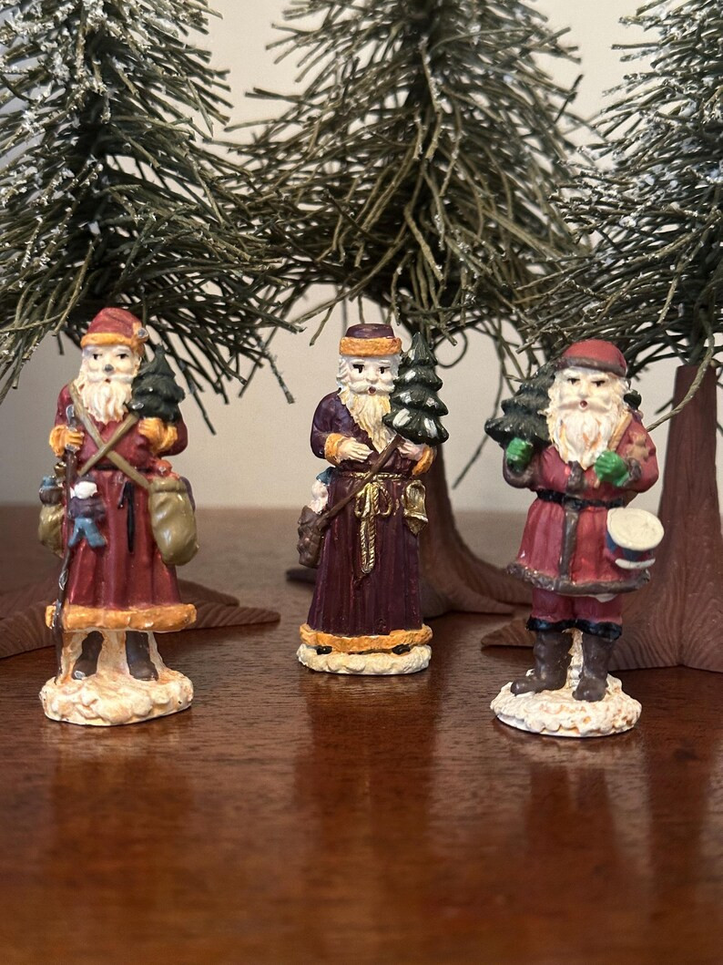 Vintage Novelino Antique Pewter Miniature Santa’s Set of 3 | Etsy (US)