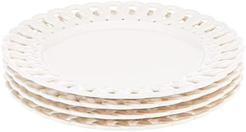 Gracie China by Coastline Imports, Heirloom Collection, 8-Inch Dessert Plate, White Fine Pierced Por | Amazon (US)
