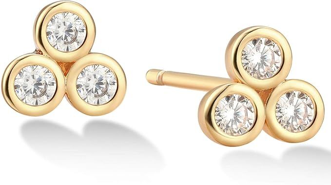 MEVECCO Tiny Stud Earrings for Women 18K Gold Plated Stud Earrings Dainty Evil Eye Pave CZ Mini C... | Amazon (US)