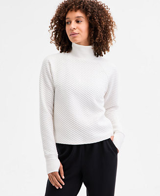 Women's Relaxed Quilted Mock-Neck Sweater, Macy's Exclusive | Macy's