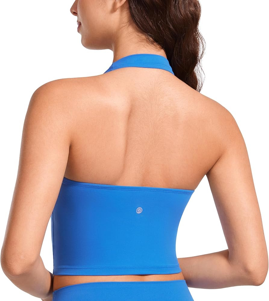 CRZ YOGA Womens Butterluxe Halter Longline Sports Bra - Padded Workout Yoga Crop Tops Tanks with ... | Amazon (US)