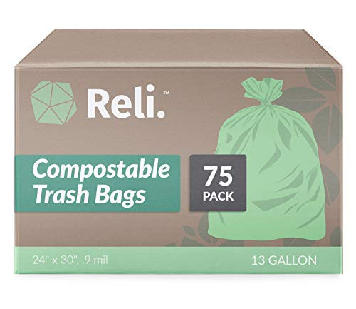 Reli. Compostable 13 Gallon Trash Bags | 75 Count | ASTM D6400 | Green | Eco-Friendly | For Compost | Amazon (US)