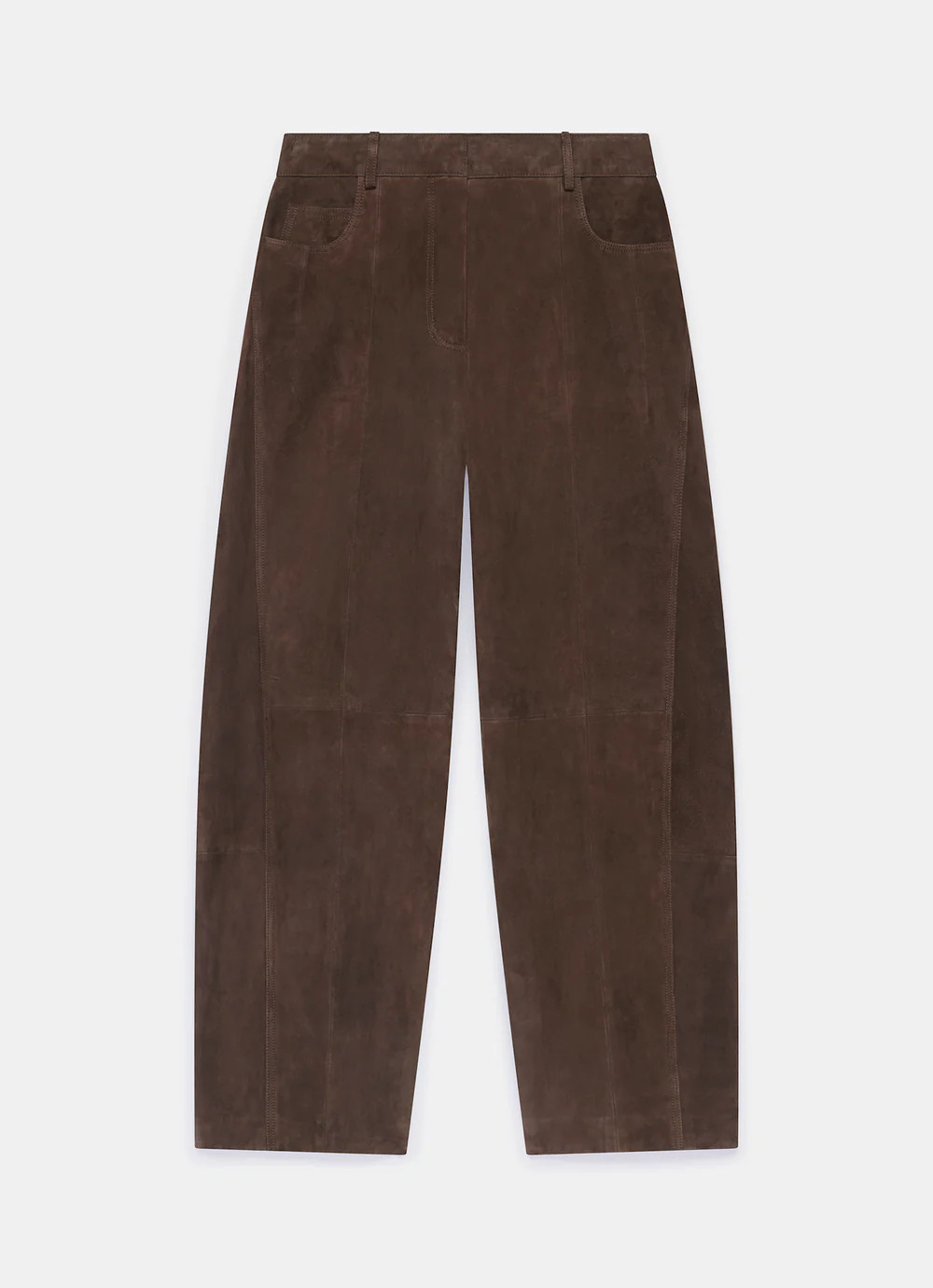 Brown Suede Barrel Leg Trousers | Mint Velvet