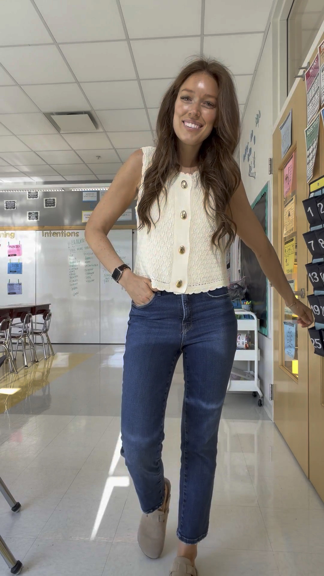 Crochet sweater tank / jeans / spring outfit / outfit idea / teacher outfit / clogs 

#LTKgrwm #LTKmomlife #LTKootd