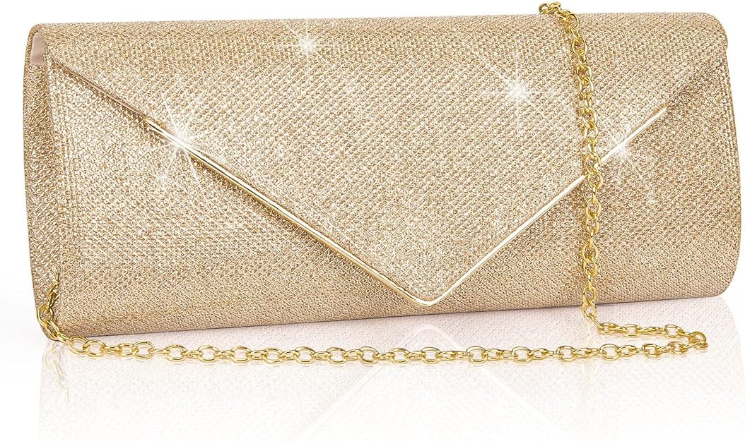 Larcenciel Clutch Purses for Women, Sparkling Envelope Evening Bag with Detachable 2 Pcs Chain | Amazon (US)
