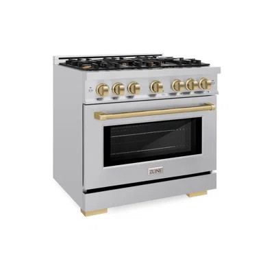 ZLINE Autograph Edition 36" Select Gas Range w/ 6 Burners & Polished Polished Gold Accents | Wayfair North America