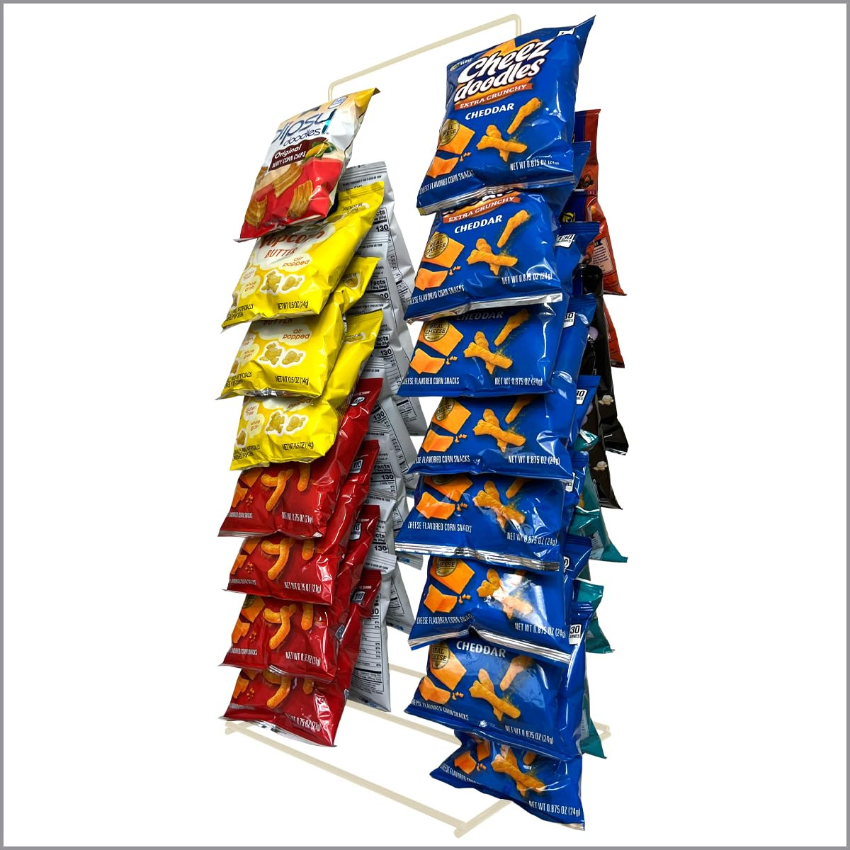 Snack Rack Countertop Display Stand, Metal, 2 Rows, 30 Clips, Off-White, holds Potato Chips Bags,... | Amazon (US)