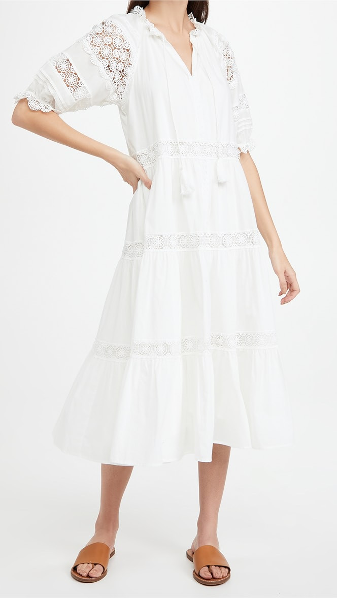 Tiered Lace Detail Midi Dress | Shopbop