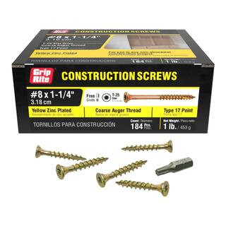#8 x 1-1/4 in. Star Drive Dual Flat Head Coarse Thread Construction Screws 1 lb. Box | The Home Depot