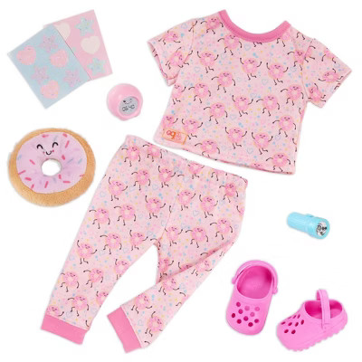 Our Generation Dreaming of Donuts Pink Pajama Outfit & Accessories for 18'' Dolls | Target