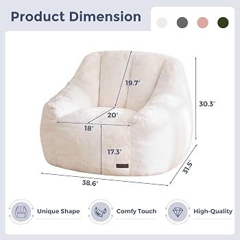MAXYOYO Bean Bag Chair, Comfy Bean Bag Sofa with Back Support, Faux Fur Bean Bag Chair for Adults... | Amazon (US)