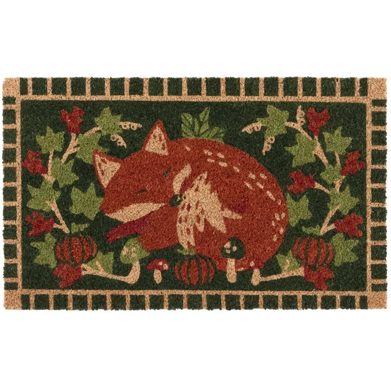 Way to Celebrate Cozy Fox Coir Doormat for Outdoor, 18 in x 30 in | Walmart (US)