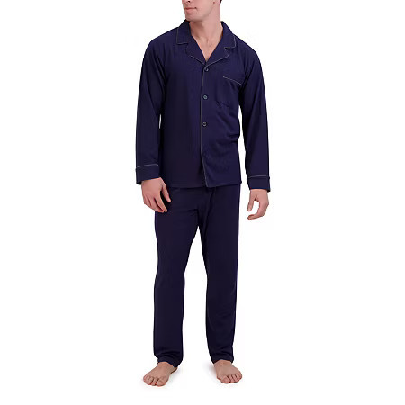 Hanes Mens Knit Long Sleeve 2-pc. Pant Pajama Set, Xx-large, Blue | JCPenney