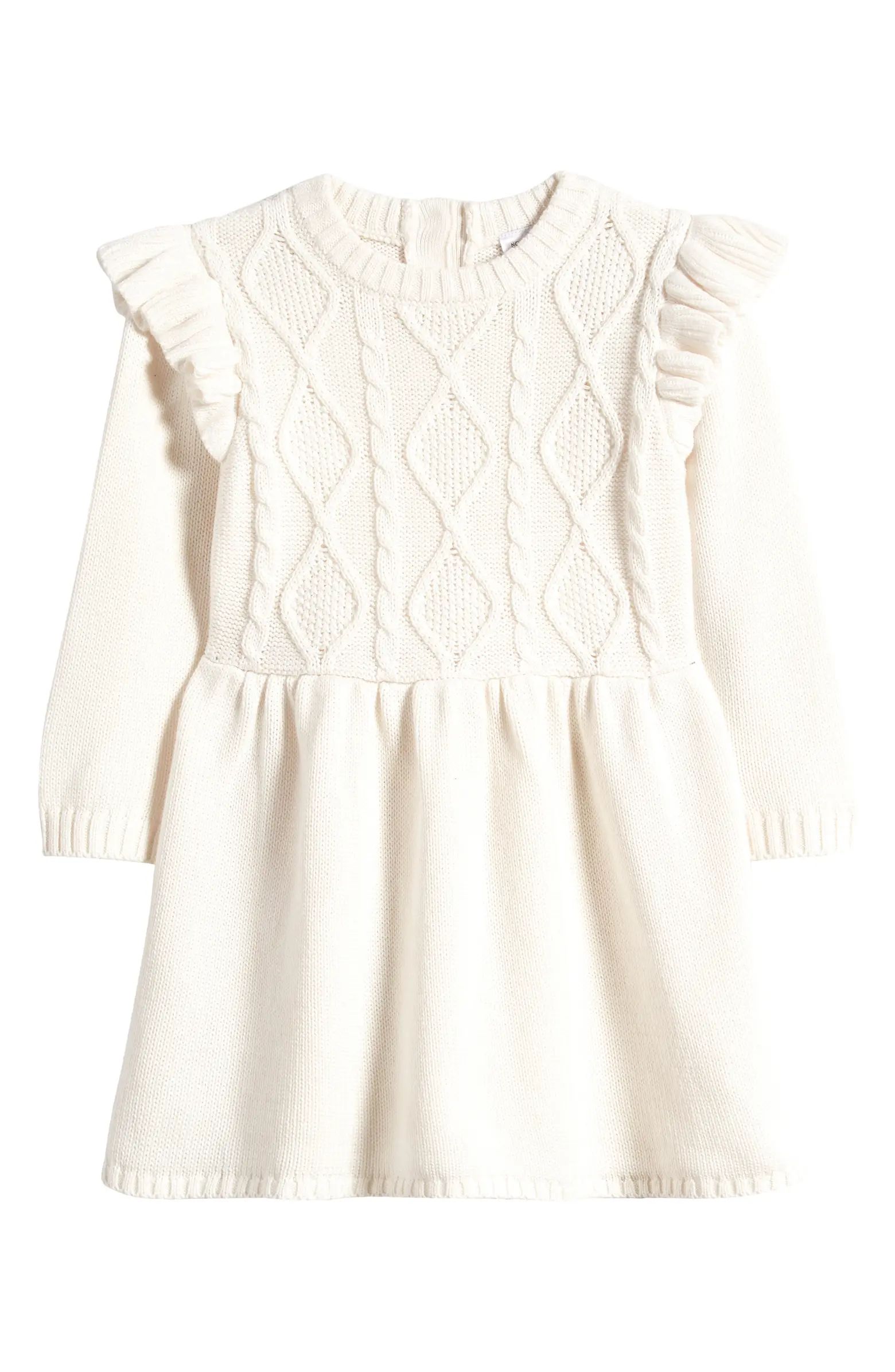 Ruffle Cable Stitch Sweater Dress | Nordstrom