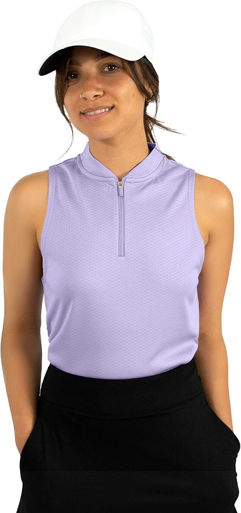 Three Sixty Six Womens Sleeveless Collarless Golf Polo Shirt with Zipper - Quick Dry Tank Tops fo... | Amazon (US)