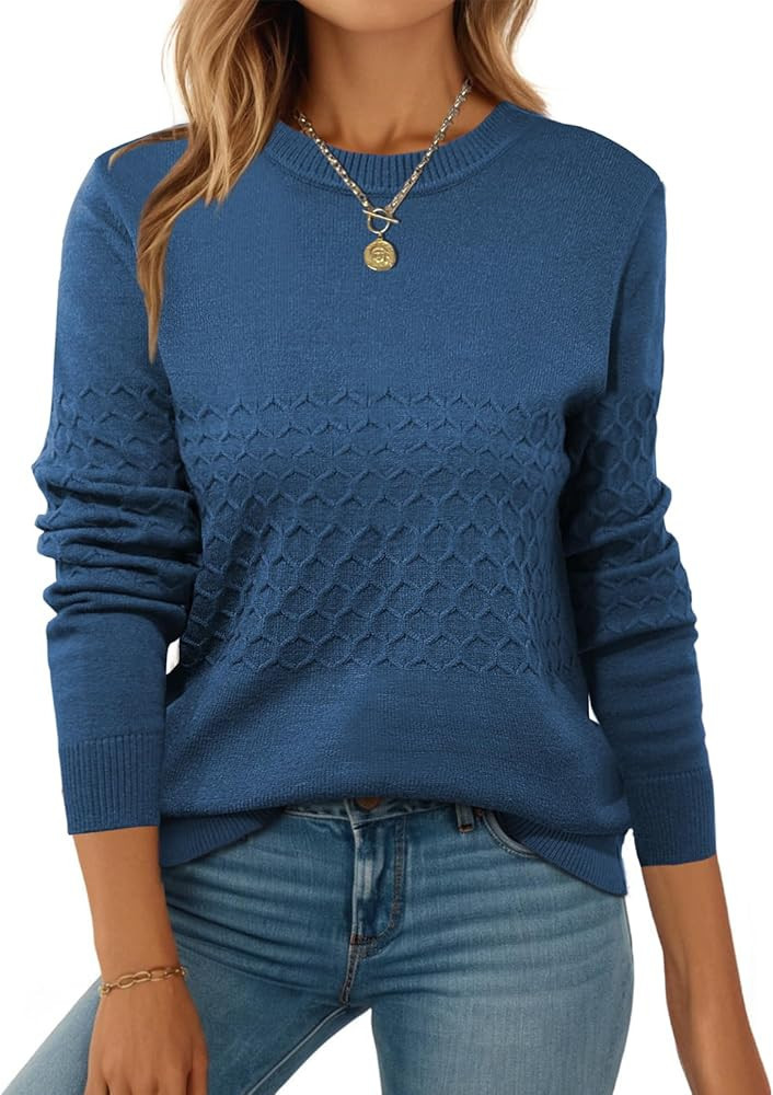 Zeagoo Womens Sweaters Long Sleeve Tops Crew Neck Knit Pullover Sweaters Fall Fashion 2025 Dressy... | Amazon (US)